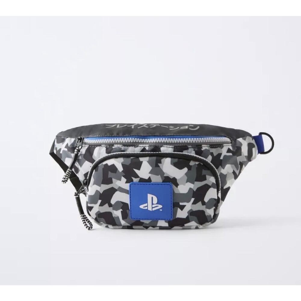Zara x Sony PlayStation Camo Belt Bag Gray Blue Fanny Pack Gaming OS Unisex